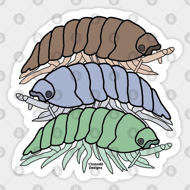 3 Pill Bugs Sticker by 13mtm80-Designs